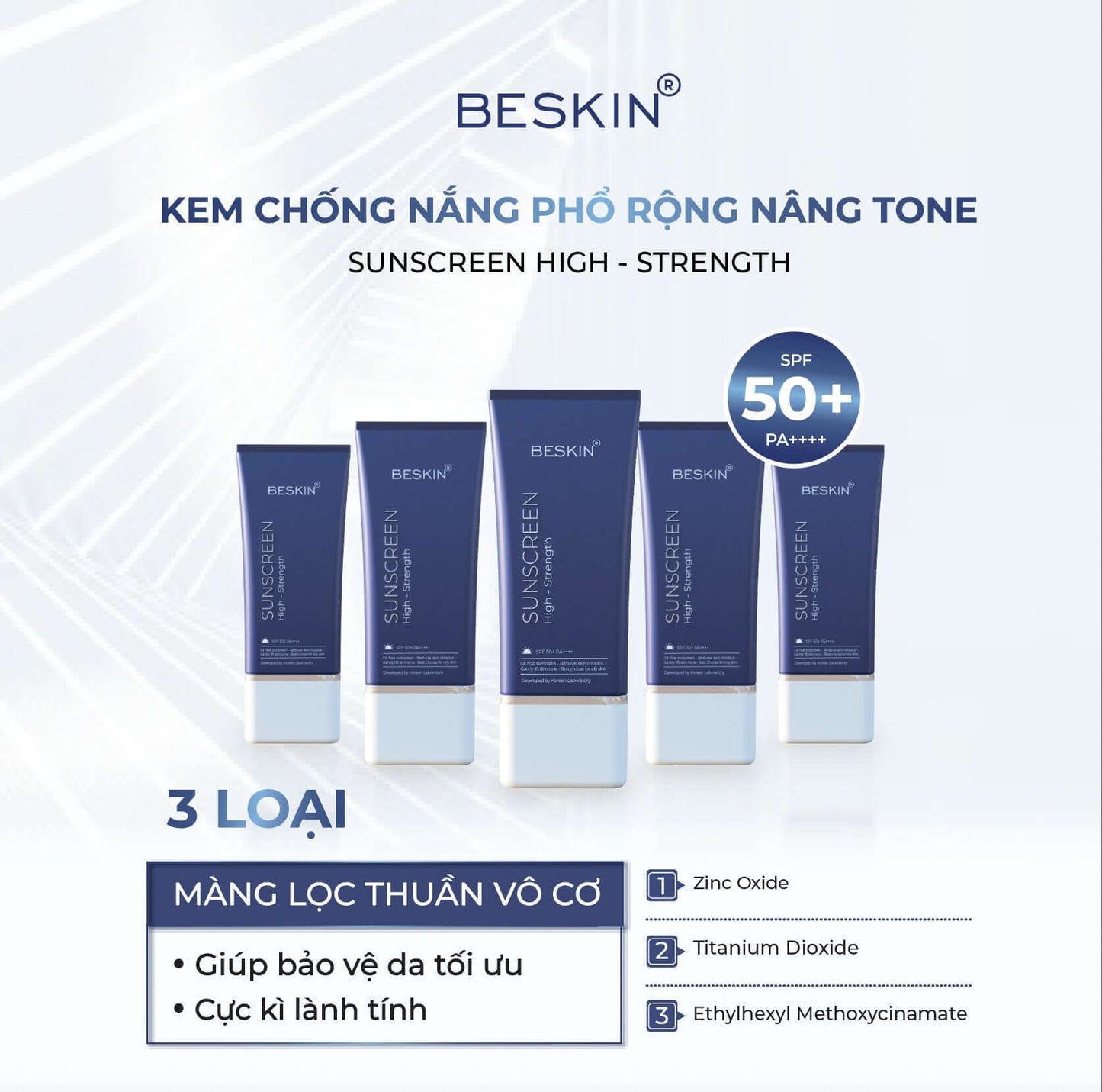 KEM CHỐNG NẮNG PHỔ RỘNG CHO DA DẦU BESKIN SPF 50/PA++++