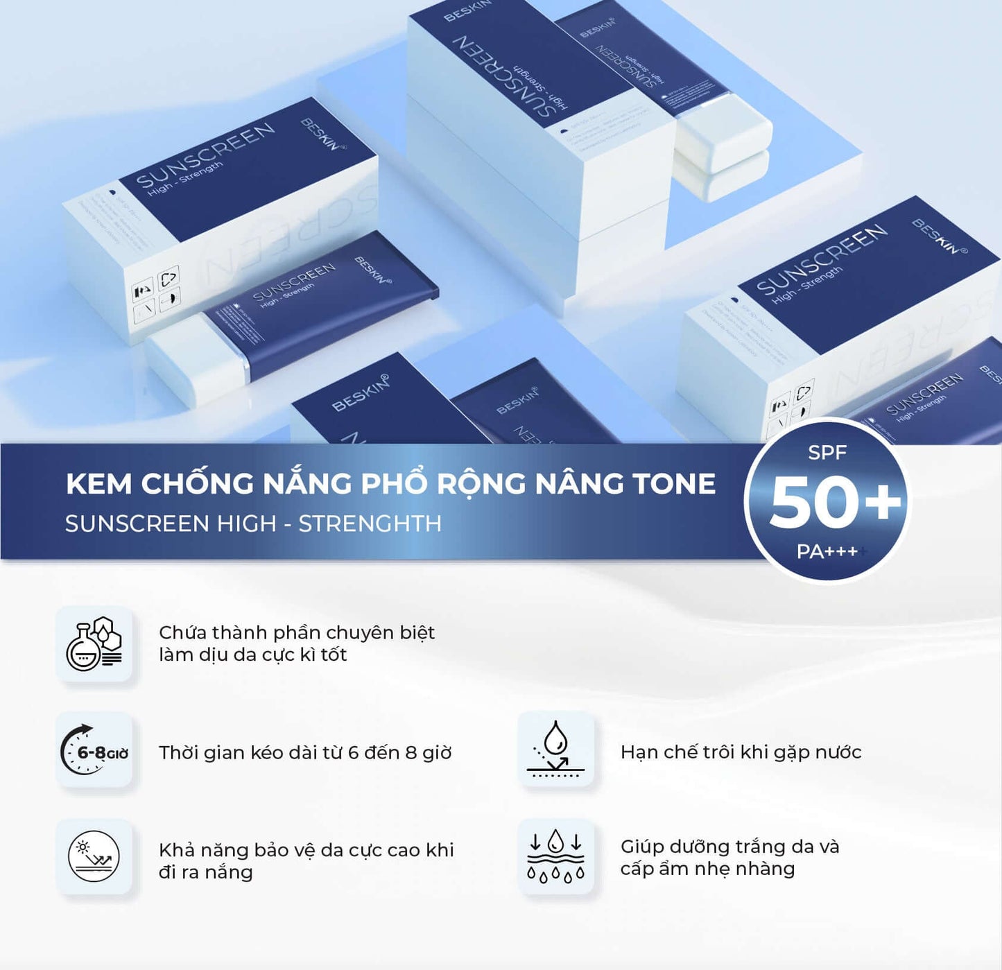 KEM CHỐNG NẮNG PHỔ RỘNG CHO DA DẦU BESKIN SPF 50/PA++++