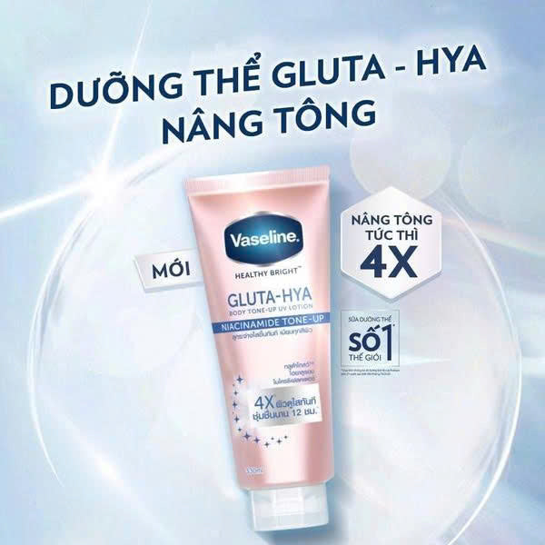 Sữa Dưỡng Thể Vaseline Gluta-Hya Nâng Tông Tức Thì 300ml – Dưỡng Sáng Da, Cấp Ẩm 12h