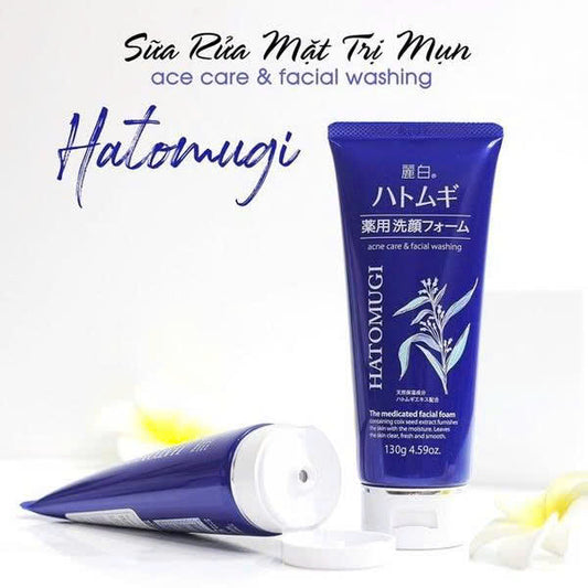 Sữa rửa mặt Hatomugi The Medicated Facial Foam 130g ngừa mụn dưỡng ẩm làm sáng da